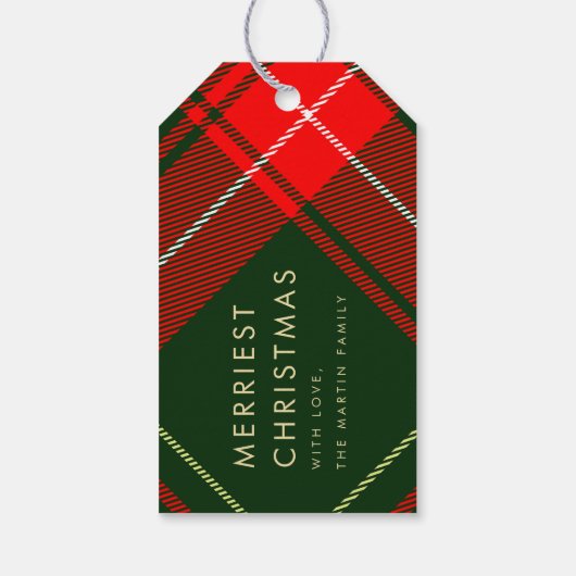 Classic Red Plaid Gepersonaliseerde Kerst Cadeaulabel (Achterkant)