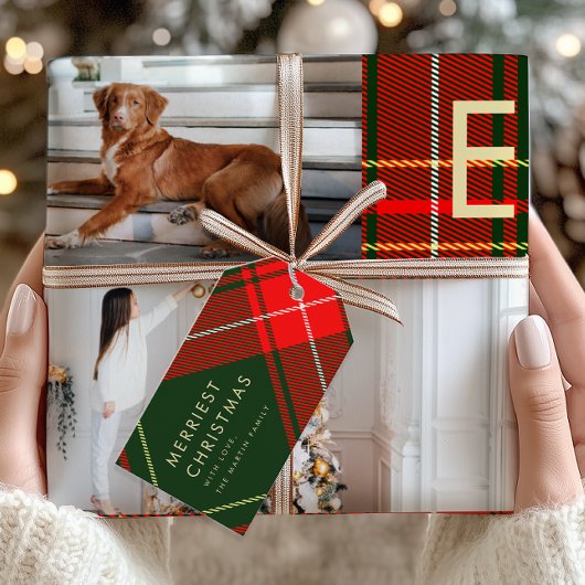 Classic Red Plaid Gepersonaliseerde Kerst Cadeaulabel