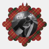 Classic Red Plaid Kerstfoto Ornament Kaart (Achterkant)