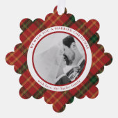 Classic Red Plaid Kerstfoto Ornament Kaart (Voorkant)
