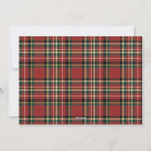Classic Red Plaid Kerstnaam Monogram 1 Foto Feestdagenkaart (Achterkant)