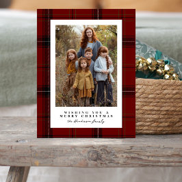 Classic Red Plaid Lijst Foto Kerst Feestdagenkaart