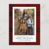 Classic Red Plaid Lijst Foto Kerst Feestdagenkaart (Voorkant)
