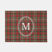 Classic Red Plaid Monogram Christmas Holiday Deurmat (Voorkant)