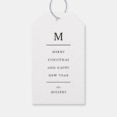 Classic Red Plaid Monogram Merry Christmas Holiday Cadeaulabel (Achterkant)