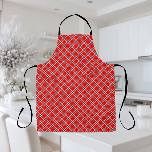 Classic Red Plaid Pattern Farmhouse Style Kitchen Schort