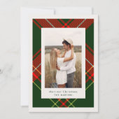 Classic Red Plaid Three Photo Christmas Card Kaart (Voorkant)