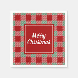 Classic Red Plaid Vrolijk Kerstfeest Servet