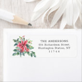 Classic Red Poinsettia Flower Holiday-adres Etiket (Insitu)