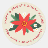 Classic Red Poinsettia kerstfeestdag cadeautjes Ronde Sticker (Voorkant)