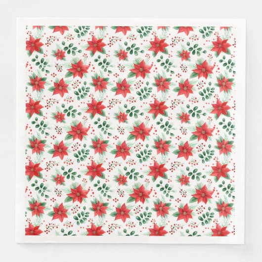 Classic Red Poinsettias Botanical Pattern Servet (Voorkant)