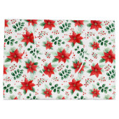 Classic Red Poinsettias Waterverf Stijlpatroon Groot Cadeauzakje (Achterkant)