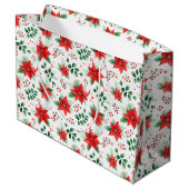 Classic Red Poinsettias Waterverf Stijlpatroon Groot Cadeauzakje (Achterkant Gekanteld)