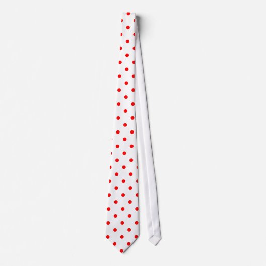 Classic Red Polka Dot Pattern op wit Stropdas (Voorkant)