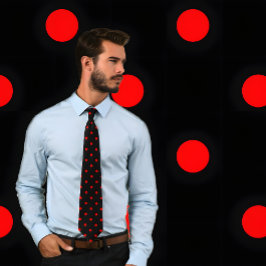 Classic Red Polka Dot Pattern op zwart Stropdas