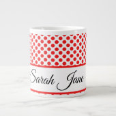 Classic red Polka stipt monogram script typografie Grote Koffiekop (Voorkant)