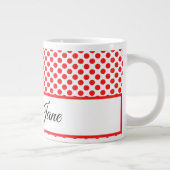 Classic red Polka stipt monogram script typografie Grote Koffiekop (Rechts)