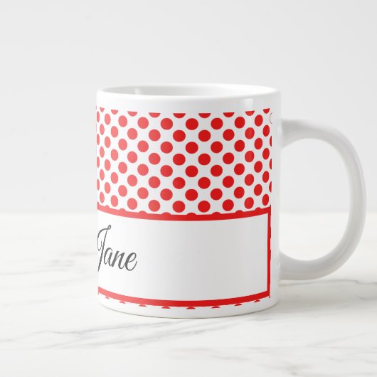 Classic red Polka stipt monogram script typografie Grote Koffiekop (Rechts)