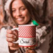 Classic red Polka stipt monogram script typografie Grote Koffiekop