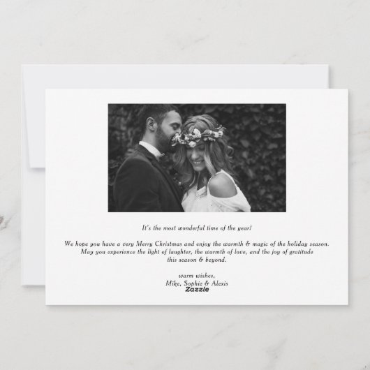 Classic Red Pset met Deer Joyeux Noël Foto Feestdagenkaart (Achterkant)