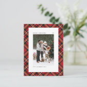 Classic Red Pset Pattern Merry kerstfoto Feestdagenkaart (Staand voorkant)