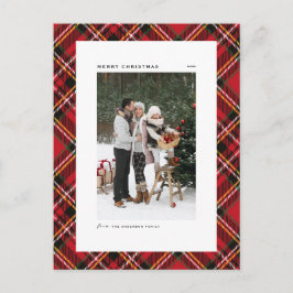 Classic Red Pset Pattern Merry kerstfoto Feestdagenkaart