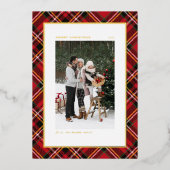 Classic Red Pset Pattern Merry kerstfoto Folie Feestdagenkaart (Voorkant)