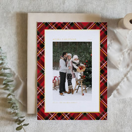 Classic Red Pset Pattern Merry kerstfoto Folie Feestdagenkaart