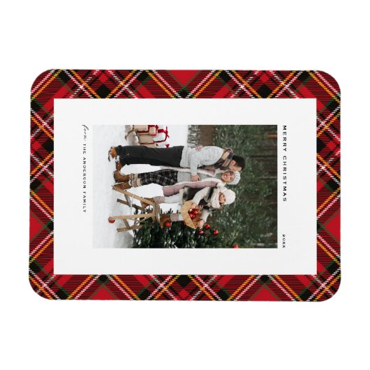 Classic Red Pset Pattern Merry kerstfoto Magneet (Horizontaal)