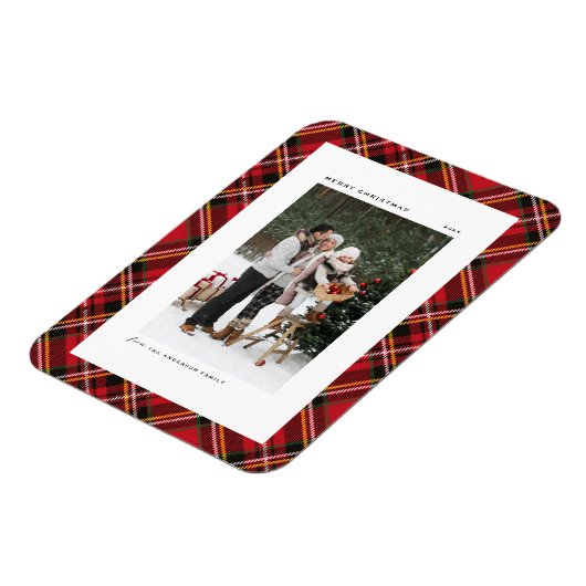 Classic Red Pset Pattern Merry kerstfoto Magneet (Linkerzijde)