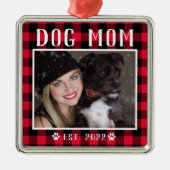 Classic Red Pset Personalized Dog mam Foto Metalen Ornament (Voorkant)