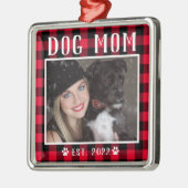 Classic Red Pset Personalized Dog mam Foto Metalen Ornament (Links)