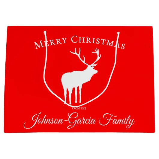 Classic Red Reindeer Elegant Christmas  Groot Cadeauzakje (Voorkant)