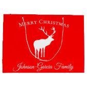 Classic Red Reindeer Elegant Christmas  Groot Cadeauzakje (Achterkant)