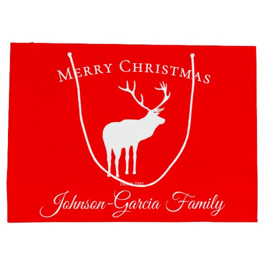 Classic Red Reindeer Elegant Christmas  Groot Cadeauzakje (Achterkant)