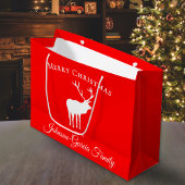Classic Red Reindeer Elegant Christmas  Groot Cadeauzakje
