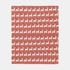 Classic Red Reindeer Pattern Fl Fleece Deken