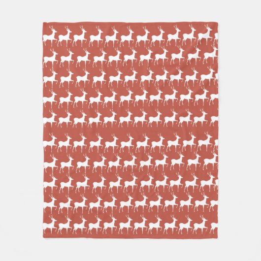 Classic Red Reindeer Pattern Fl Fleece Deken (Voorkant)
