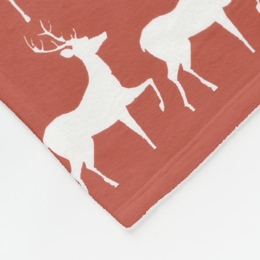 Classic Red Reindeer Pattern Fl Fleece Deken (Hoek)