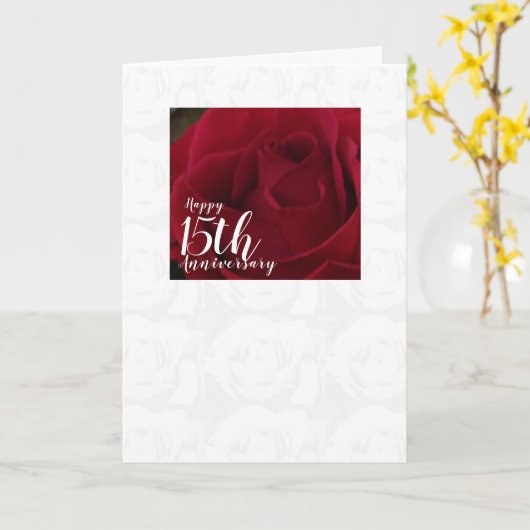 Classic Red Rose 15e bruiloft Jubileum Kaart (Gele Bloem)