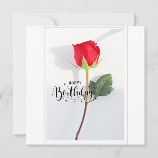 Classic Red Rose Birthday Flat Greeting Card Kaart (Voorkant)