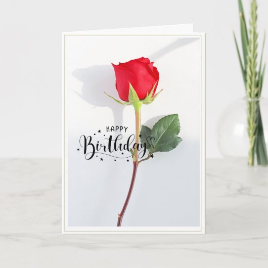 Classic Red Rose Birthday folded Greeting Card Kaart (Voorkant)