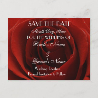 Classic Red Rose Save the Date Wedding Briefkaart