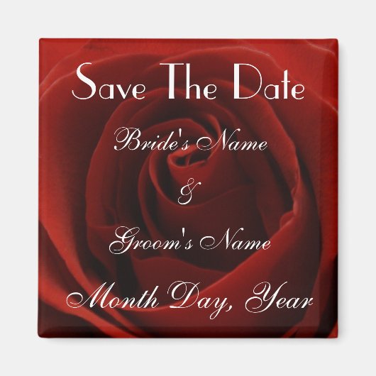 Classic Red Rose Save the Date Wedding Magnet (Voorkant)
