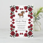 Classic Red Rose Wreath Kentucky Derby Invitation  Kaart (Staand voorkant)