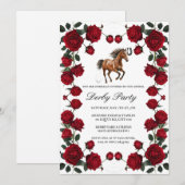 Classic Red Rose Wreath Kentucky Derby Invitation  Kaart (Voorkant / Achterkant)