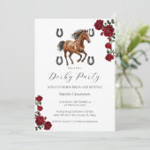 Classic Red Rose Wreath Kentucky Derby Invitation  Kaart (Staand voorkant)