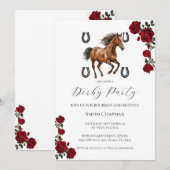 Classic Red Rose Wreath Kentucky Derby Invitation  Kaart (Voorkant / Achterkant)