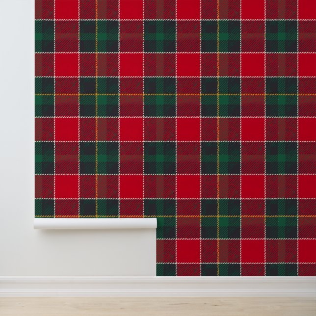 Classic Red Scottish Plaid Behang (Applicatie)