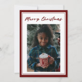 Classic Red Script 2-fotokerstkaart (Voorkant)